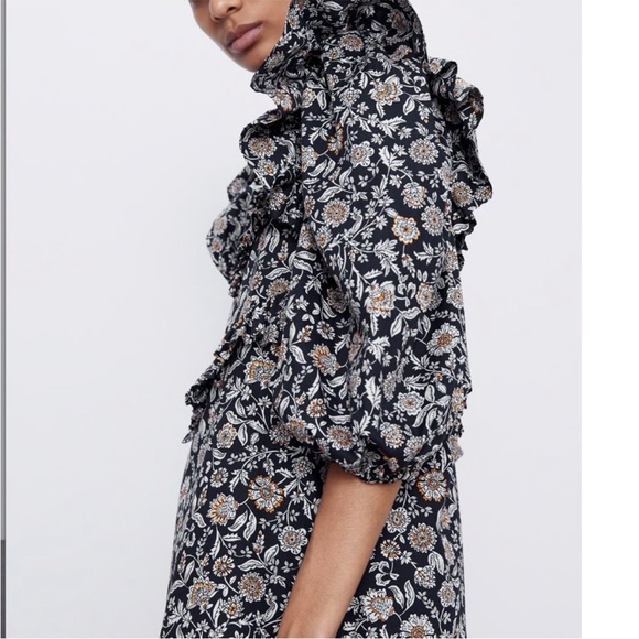 Zara paisley Mini puff dress size medium - Picture 3 of 12